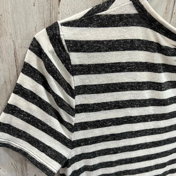 Lou & Grey Stripe Mini Linen Blend Dress Pockets VNeck Womens Size Medium - Picture 6 of 8